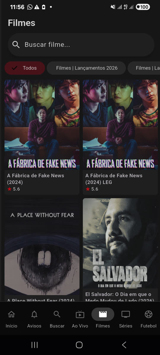 Catálogo de filmes no celular