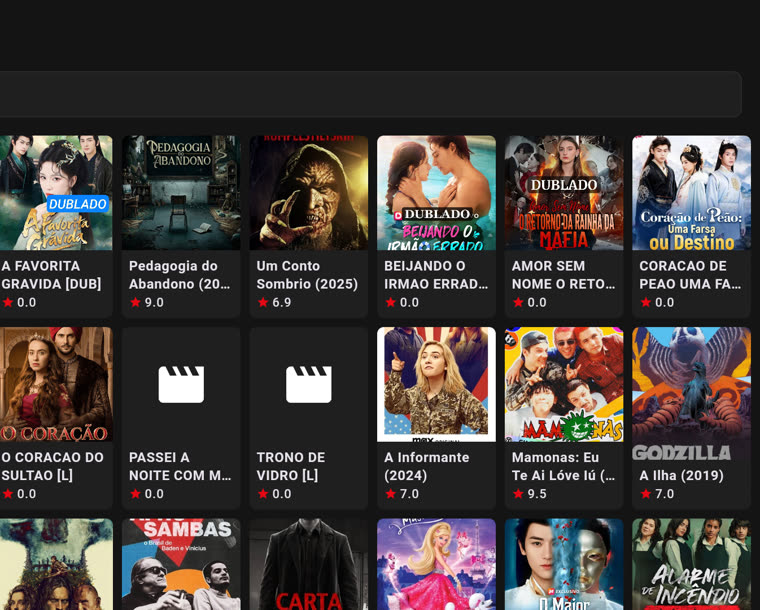 Catálogo de filmes na televisão
